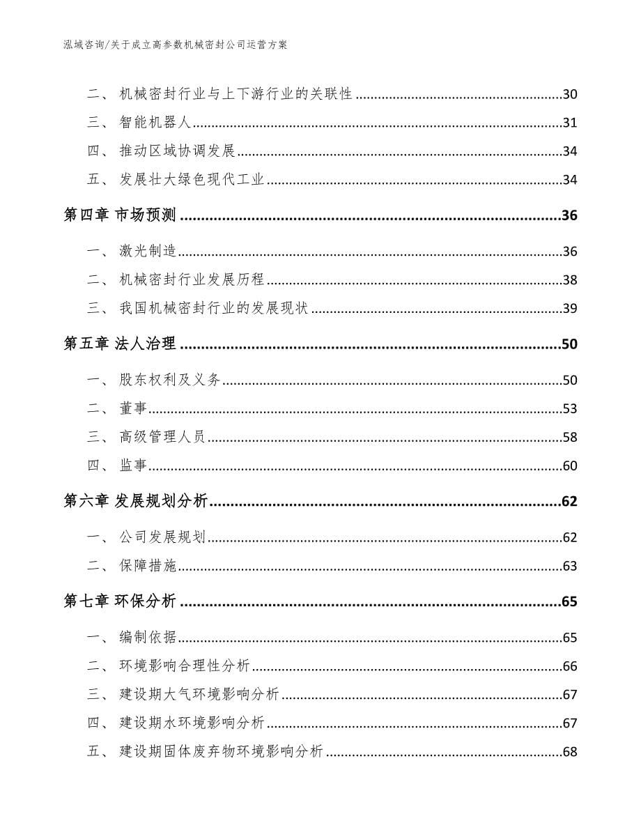 关于成立高参数机械密封公司运营方案_范文_第5页