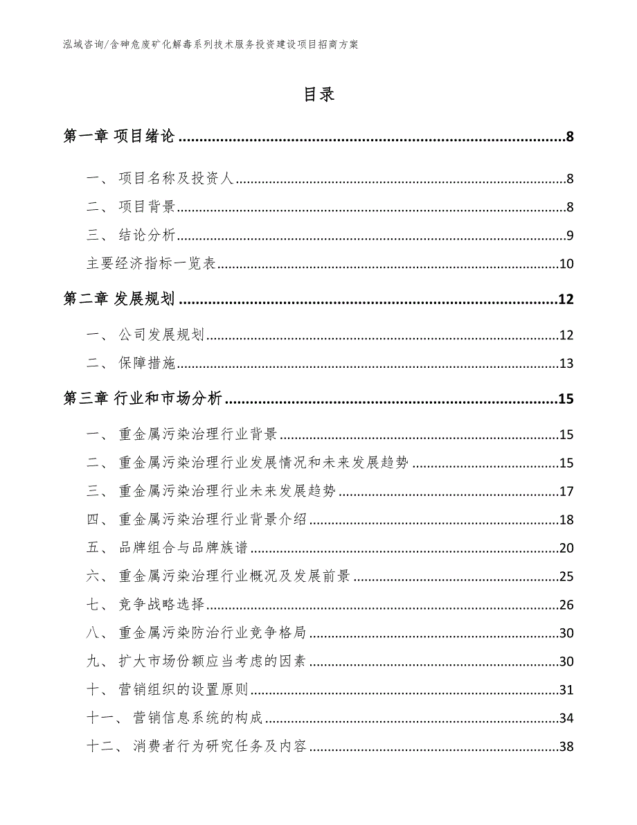 含砷危废矿化解毒系列技术服务投资建设项目招商方案范文参考_第1页