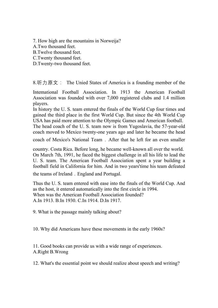 2021年黑龙江省齐齐哈尔市公共英语五级(笔试)模拟考试(含答案)_第5页