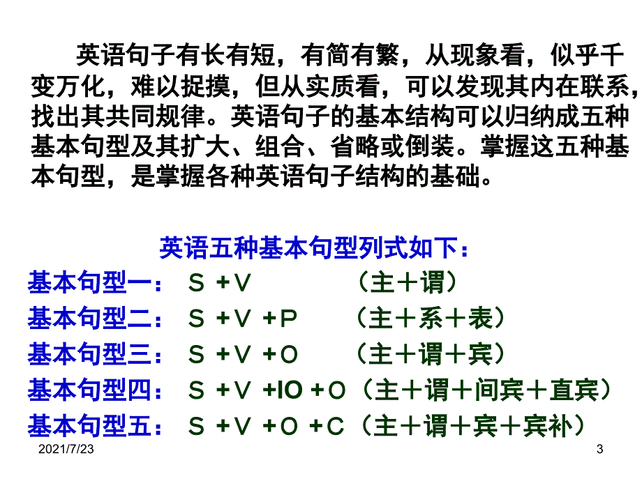 简单句的五大基本句型(高一级用)PPT课件_第3页