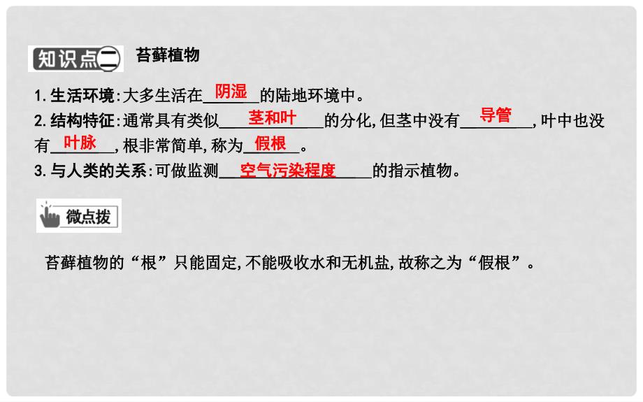 七年级生物上册 3.1.1藻类、苔藓和蕨类植物复习课件 （新版）新人教版_第2页