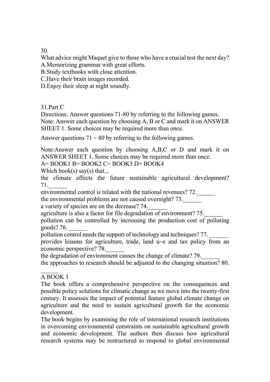 2022年甘肃省酒泉市公共英语五级(笔试)模拟考试(含答案)_第5页