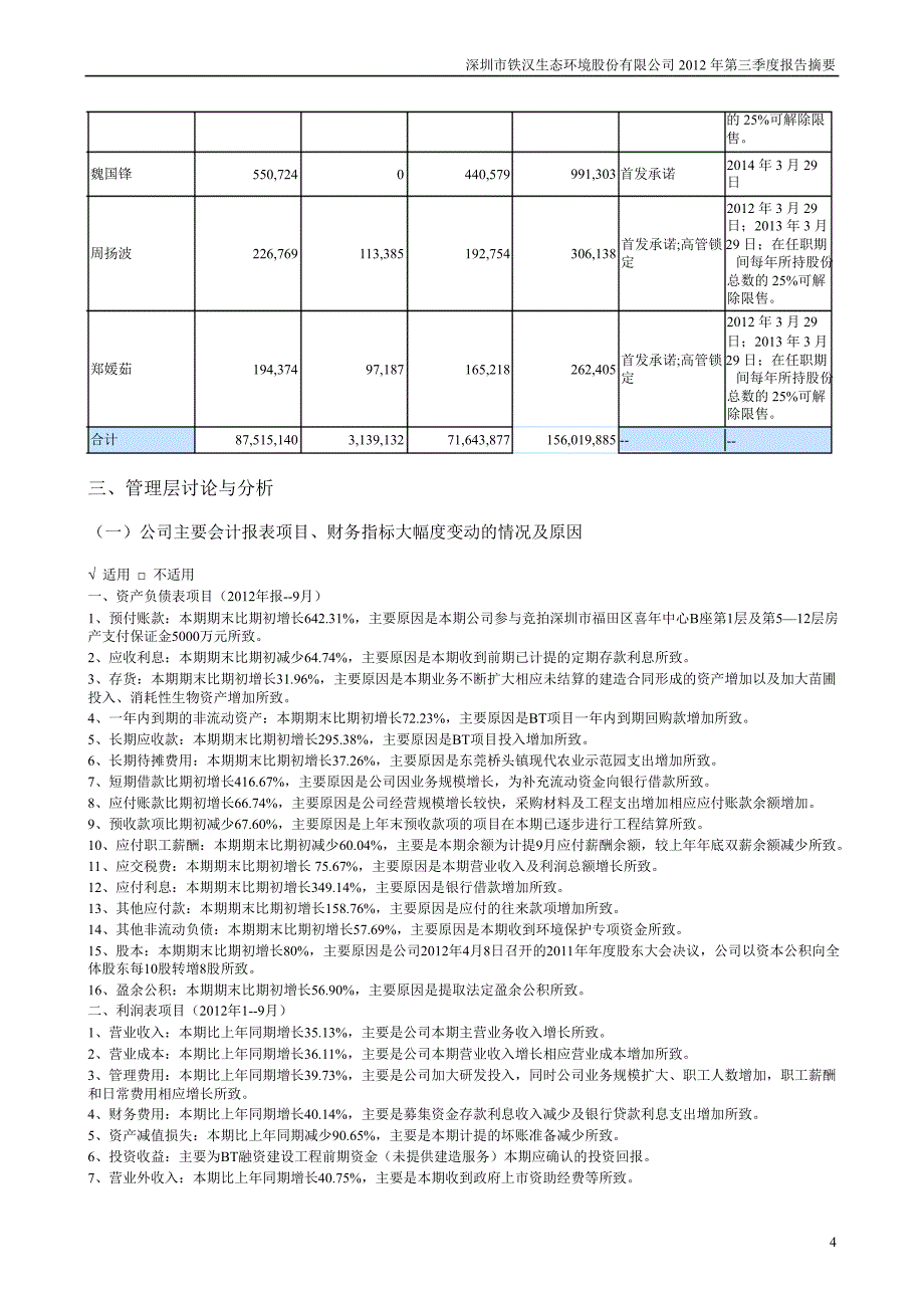 铁汉生态：第三季度报告正文_第4页