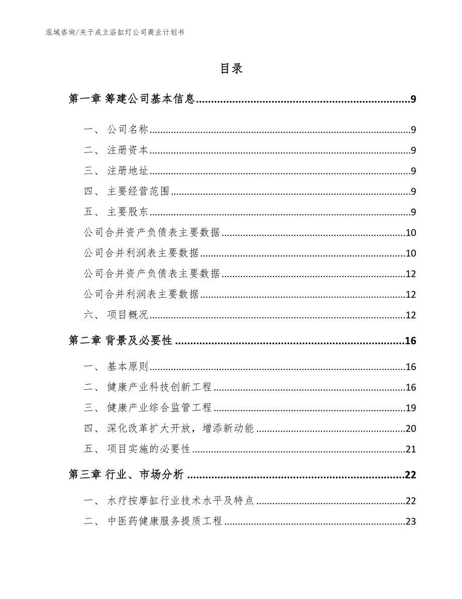 关于成立浴缸灯公司商业计划书【模板范文】_第4页