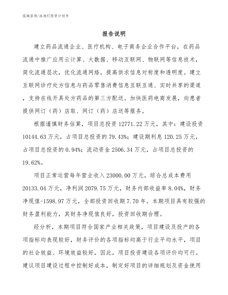 泳池灯投资计划书_模板范文_第2页