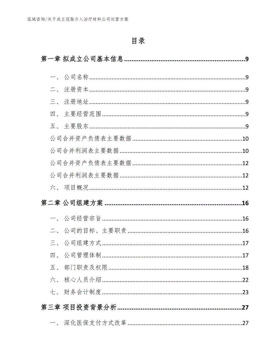 关于成立冠脉介入治疗材料公司运营方案（范文）_第2页