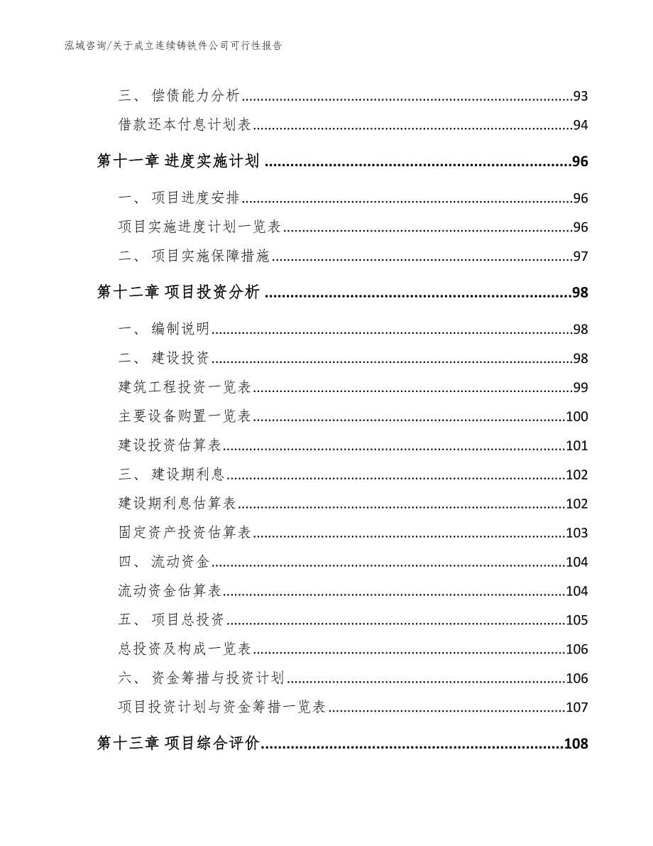 关于成立连续铸铁件公司可行性报告模板参考_第5页