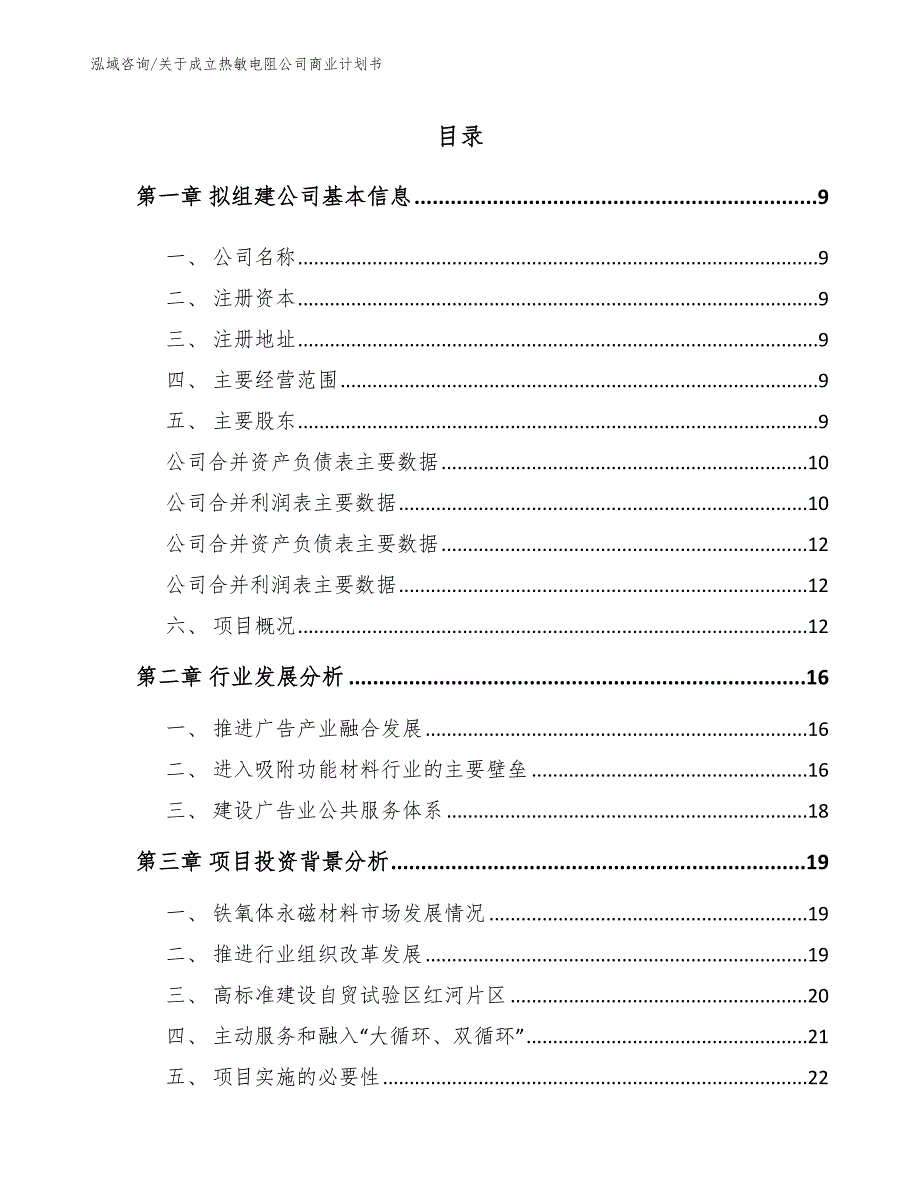 关于成立热敏电阻公司商业计划书（模板参考）_第4页