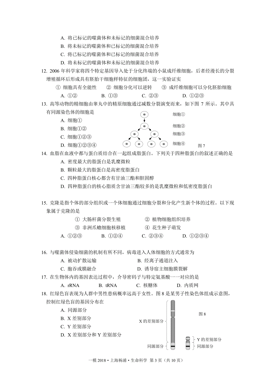 2018年上海杨浦生命科学一模试卷及答案.pdf_第3页