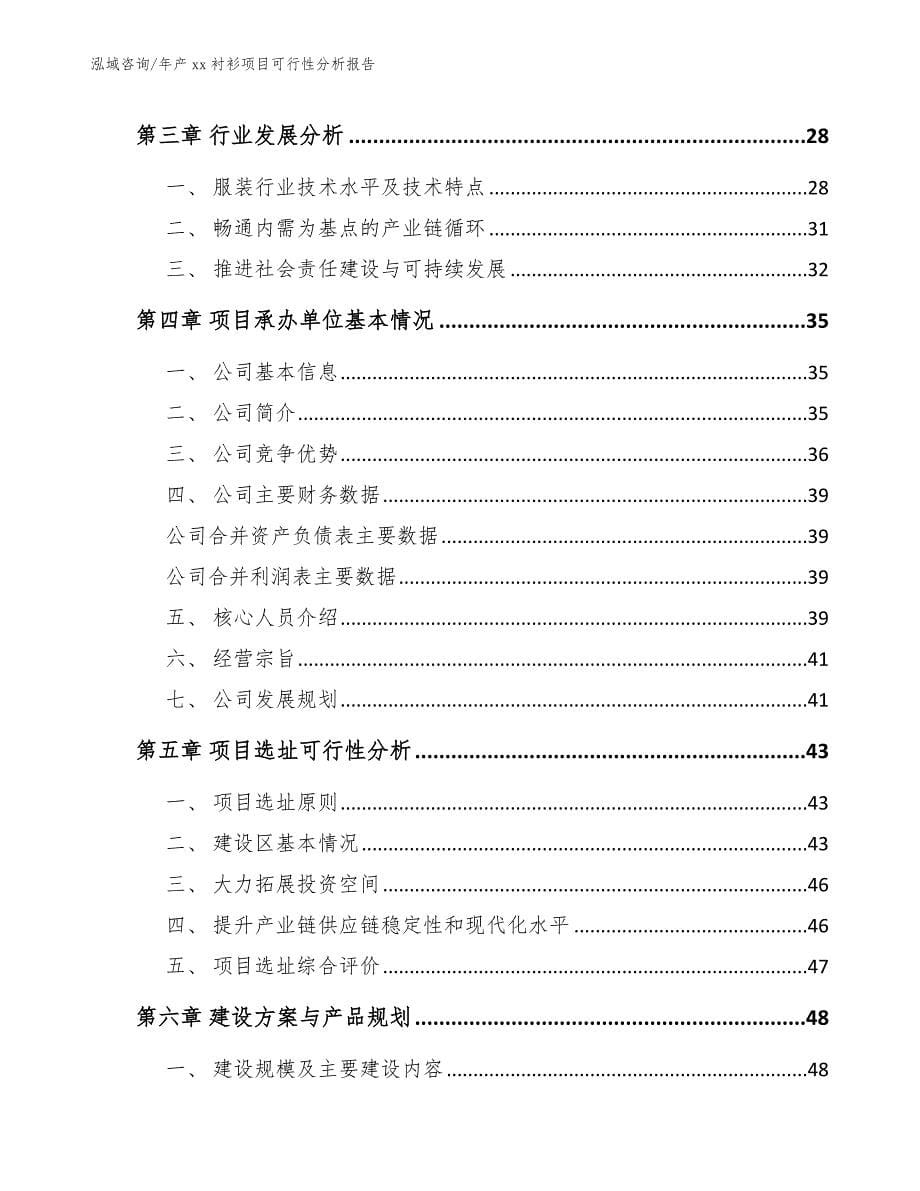 年产xx衬衫项目可行性分析报告_第5页