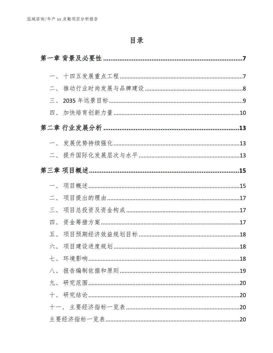 年产xx皮鞋项目分析报告（模板参考）_第1页