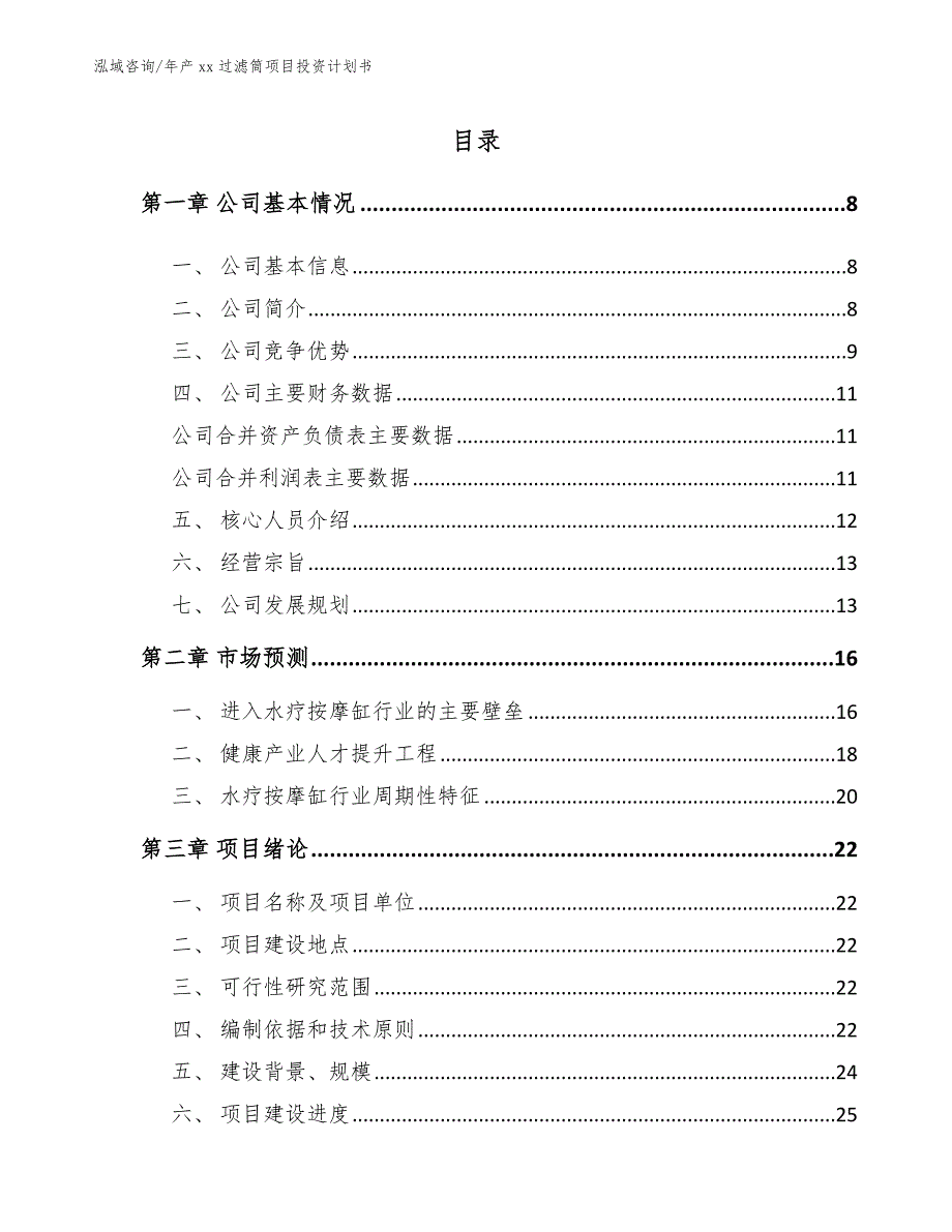 年产xx过滤筒项目投资计划书【模板参考】_第2页