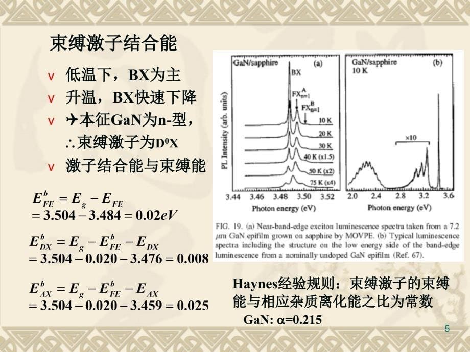 自由激子与束缚激子的复合发光PL课件_第5页