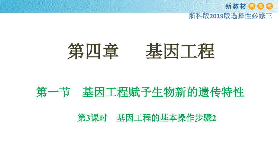 4.1 基因工程赋予生物新的遗传特性（第3课时） 高二生物 课件（2019浙科版选择性必修3）_第1页