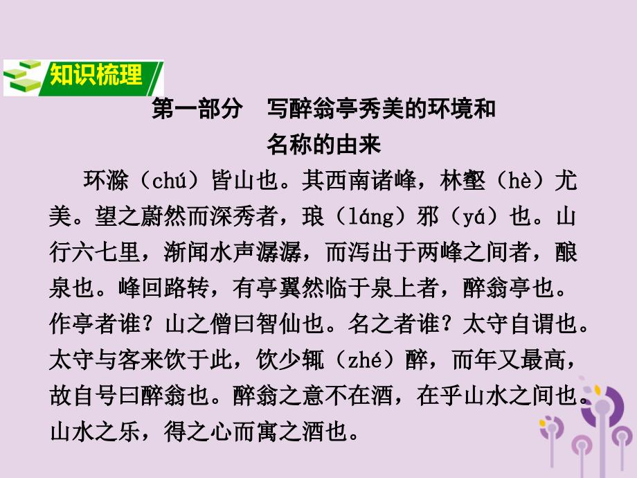 2018中考语文锁分二轮复习文言文阅读醉翁亭记课件北师大版_第2页