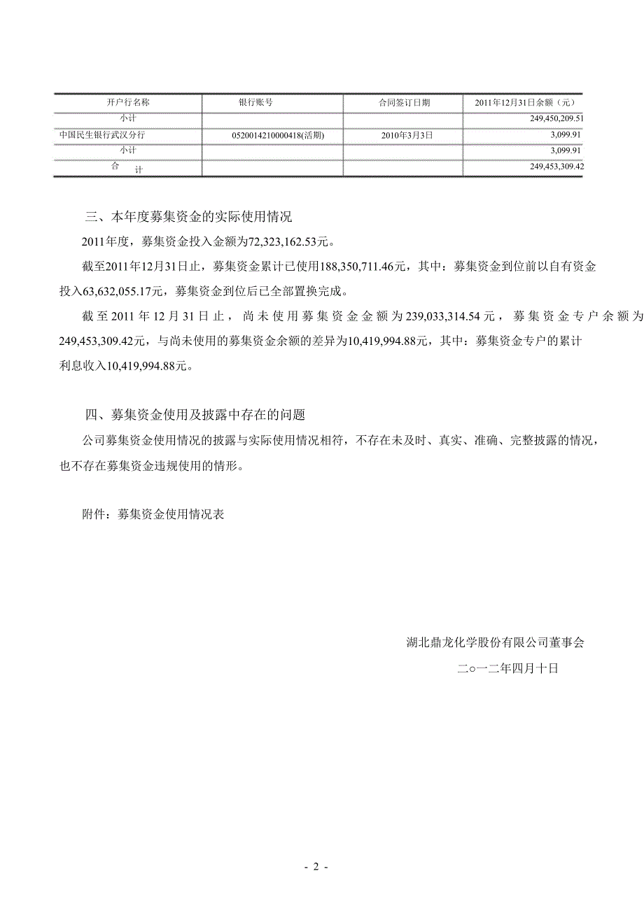 鼎龙股份：关于募集资金实际存放与使用情况的专项报告_第2页