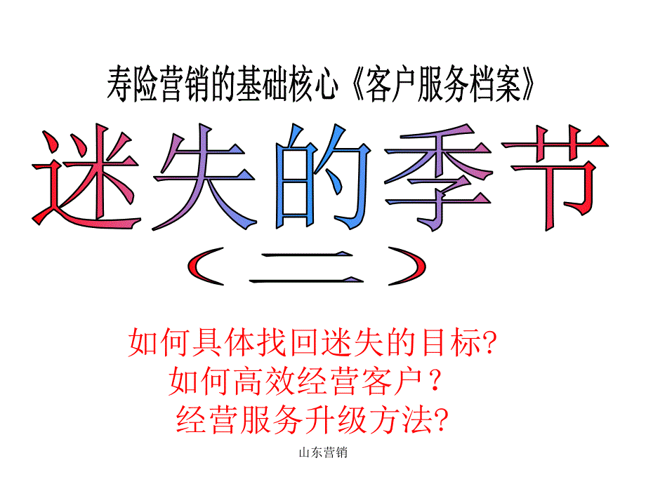 寿险营销的基础核心《客户服务档案》区域垄断经营迷失的季节_第1页