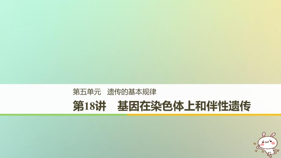 生物第5单元 遗传的基本规律 第18讲 基因在染色体上和伴性遗传_第1页