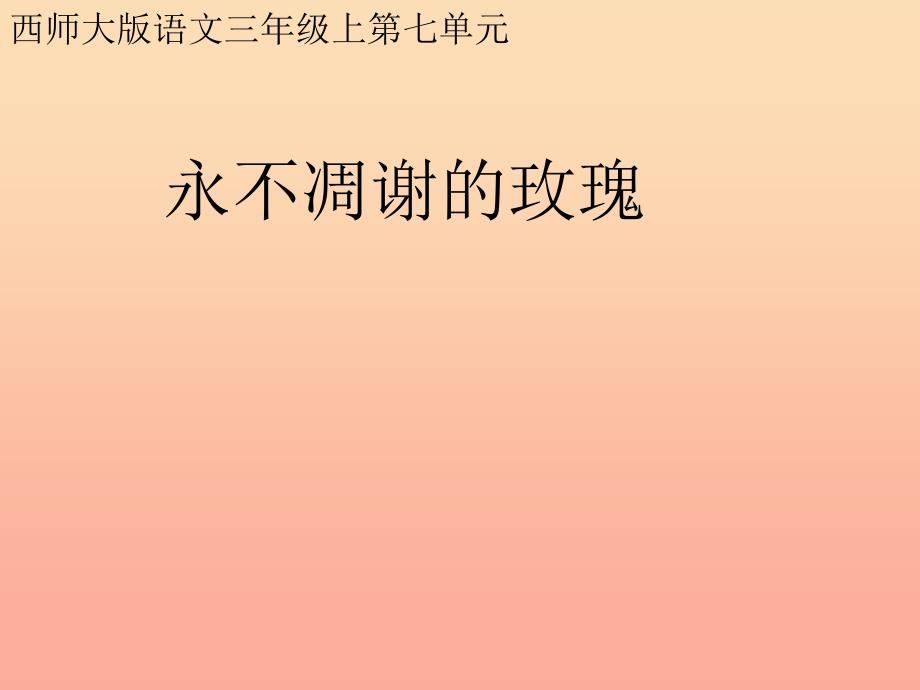 三年级语文上册 第七单元 永不凋谢的玫瑰课件2 西师大版.ppt_第1页