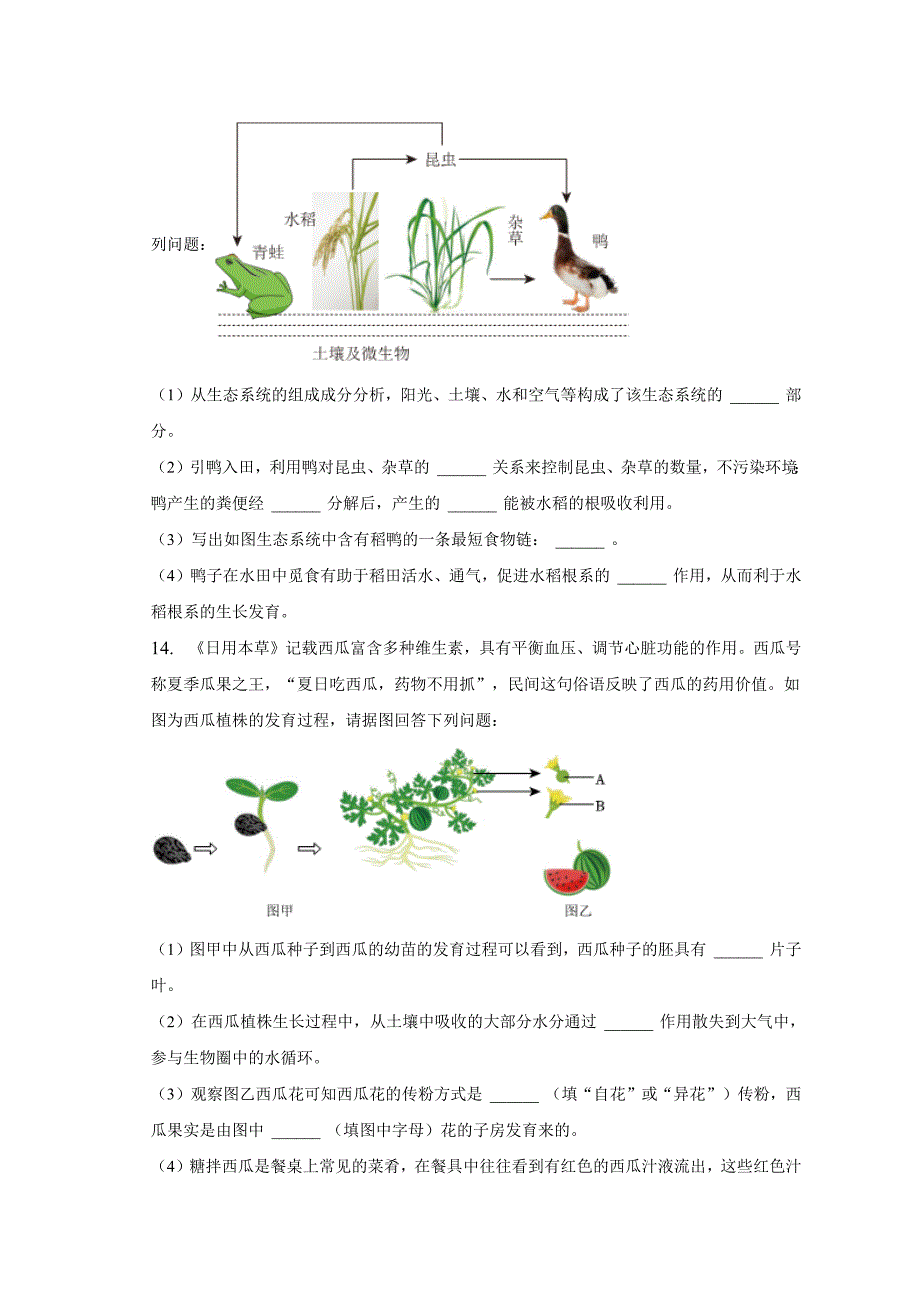 2023年辽宁省锦州市中考生物一模试卷（含答案）_第3页