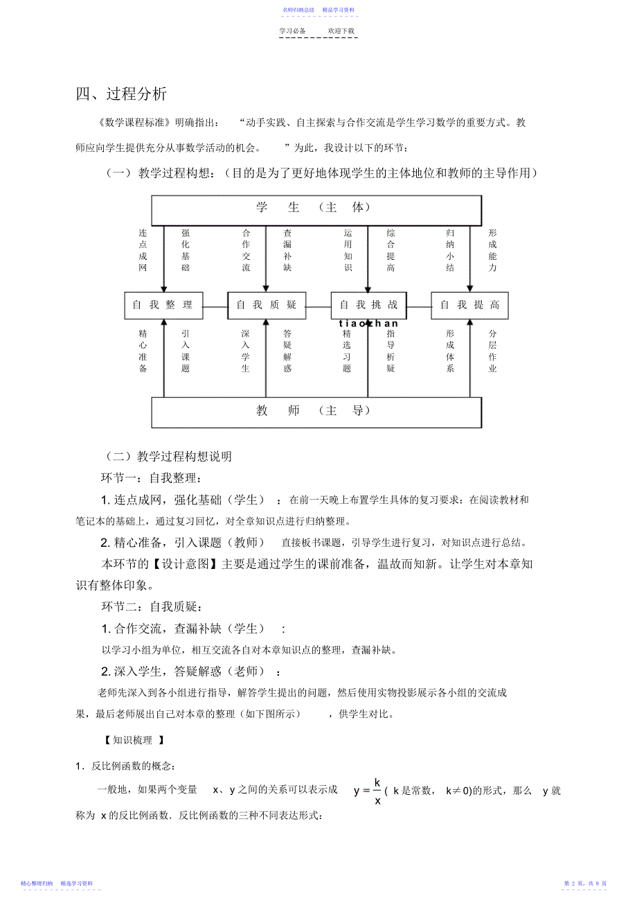 2022年《反比例函数复习》说课稿_第2页