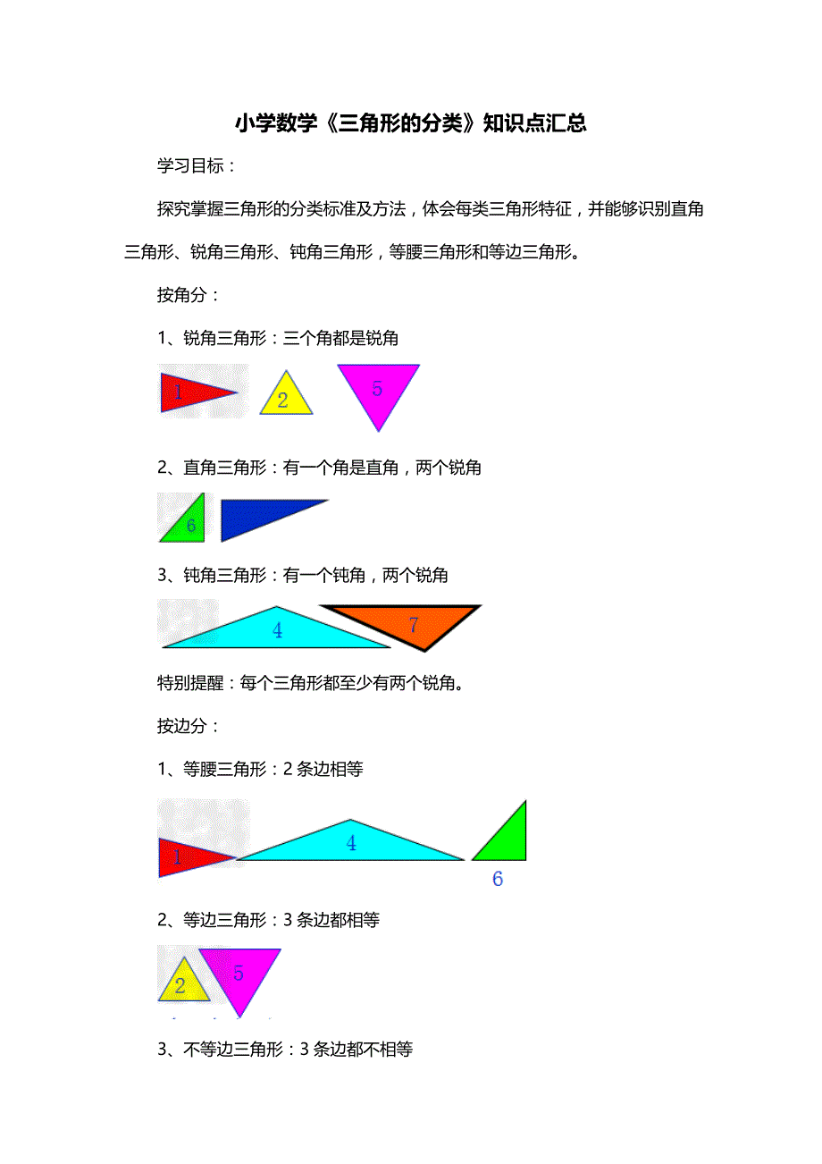 小学数学《三角形的分类》知识点汇总_第1页