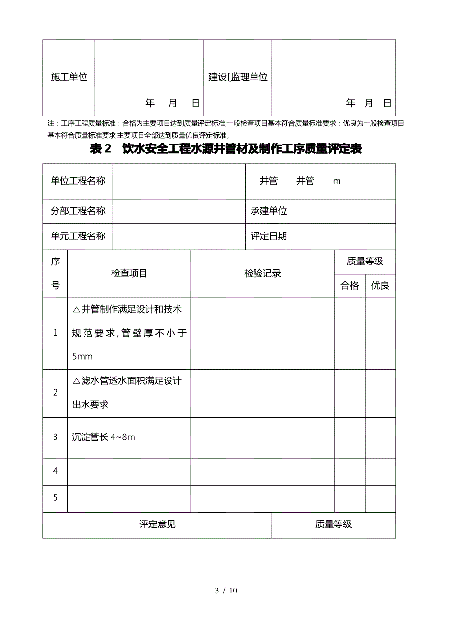 水源井凿井单元工程质量评定表_第3页