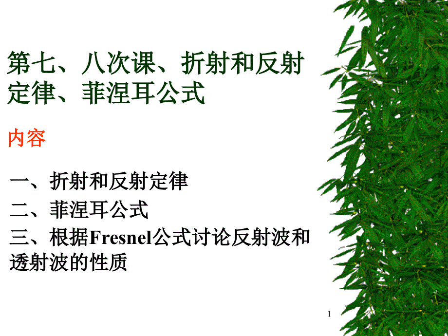 折射和反射定律菲涅耳公式_第1页