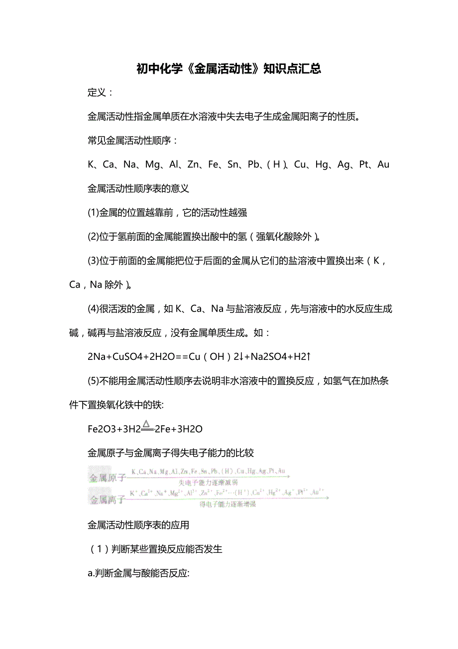 初中化学《金属活动性》知识点汇总_第1页