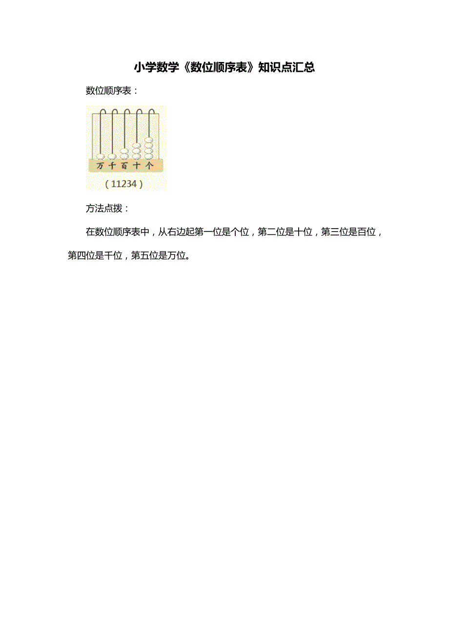 小学数学《数位顺序表》知识点汇总_第1页