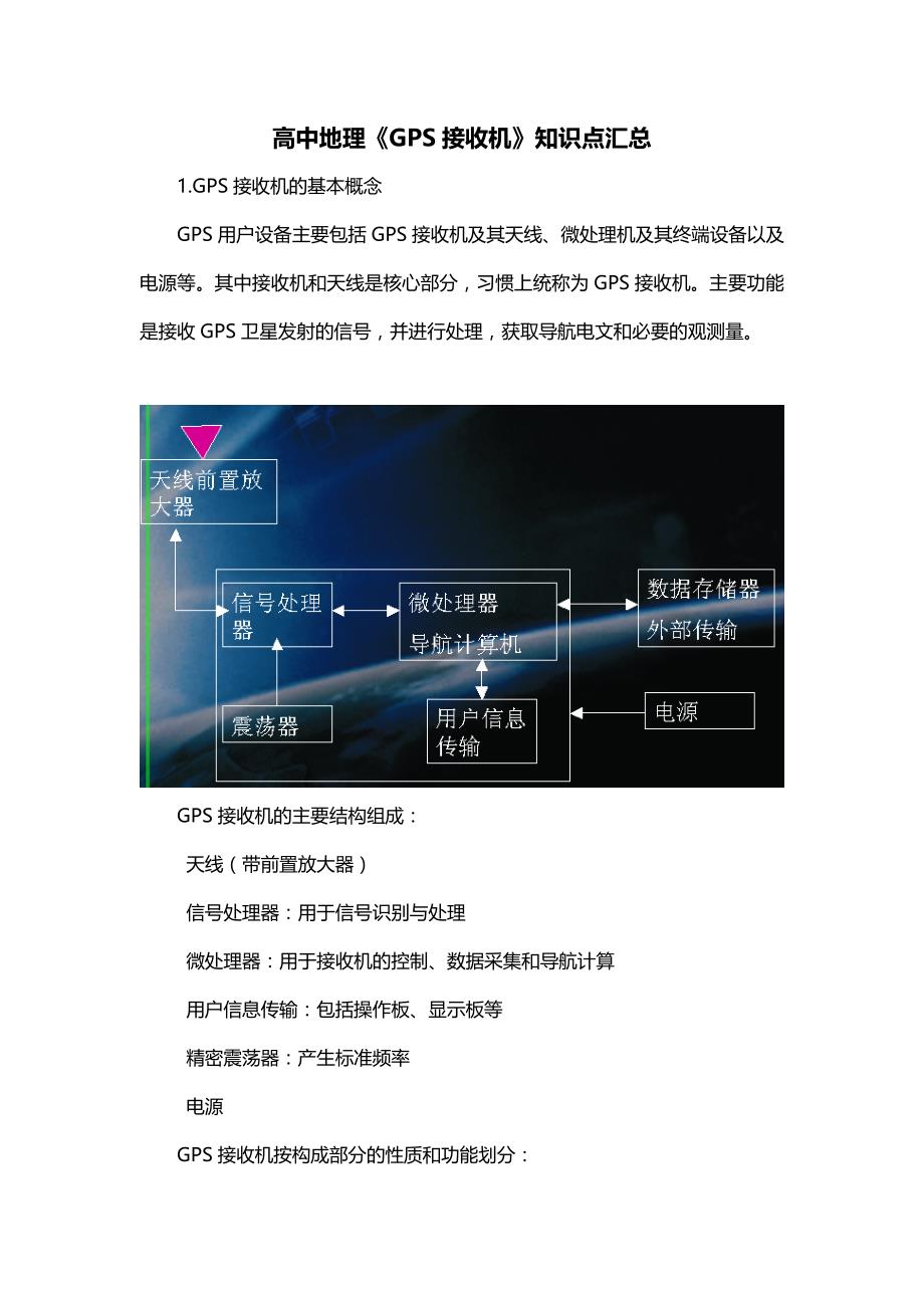 高中地理《GPS接收机》知识点汇总_第1页