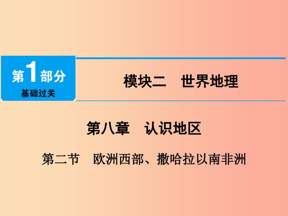 江西省2019届中考地理 第八章 认识地区 第2节 欧洲西部 撒哈拉以南非洲课件.ppt_第1页