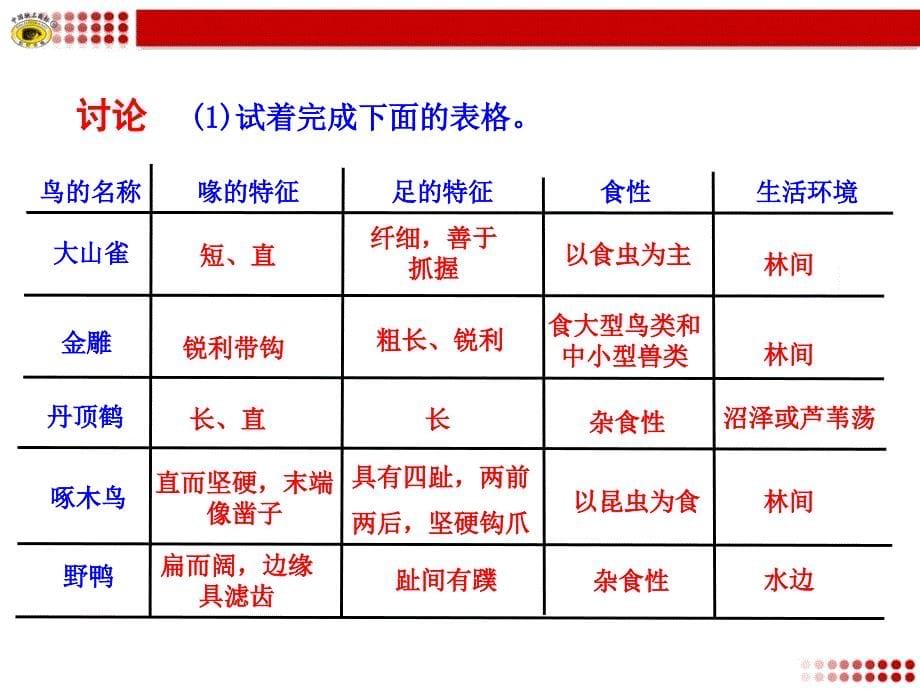 新人教版八年级上册第六节_鸟_第5页