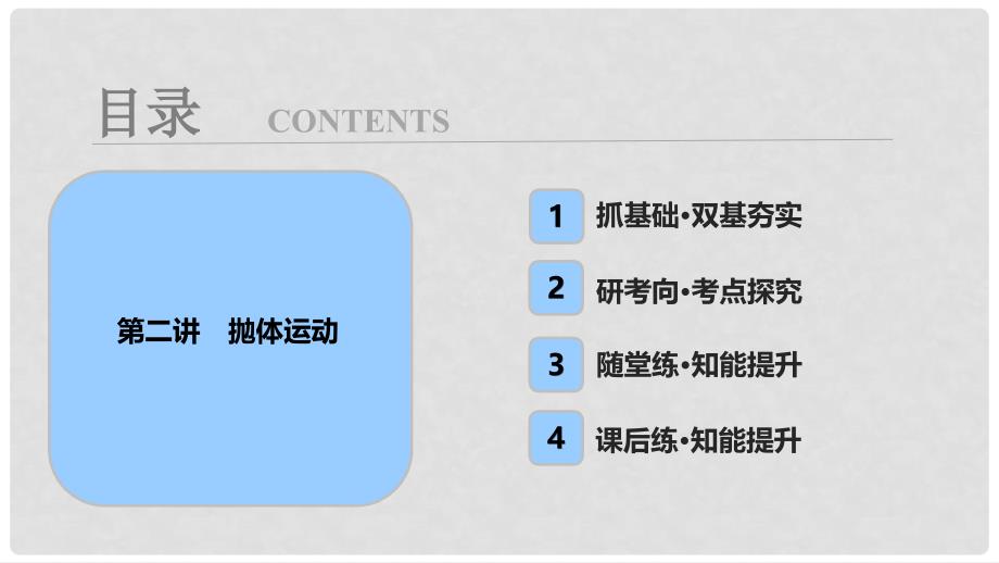 高考物理一轮复习 第四章 曲线运动 万有引力与航天 第二讲 抛体运动课件_第1页