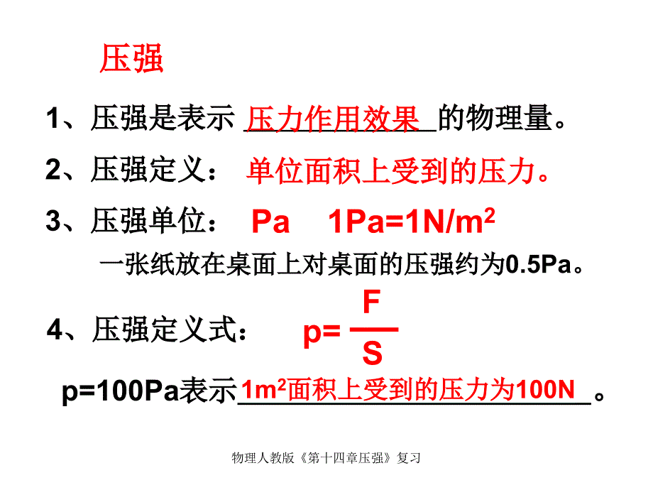 物理人教版《第十四章压强》复习课件_第4页