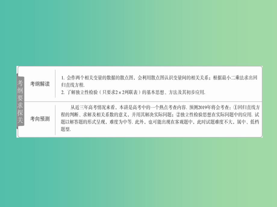 高考数学一轮复习第9章统计与统计案例9.3变量间的相关关系与统计案例课件理.ppt_第2页