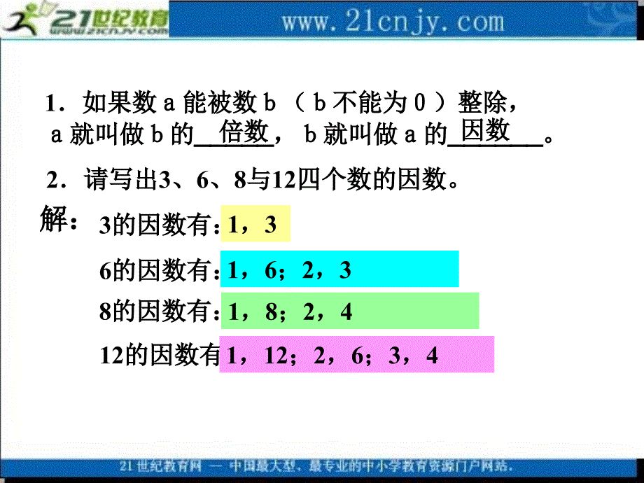 (沪教版)六年级数学上册课件公因数与最大公因数.ppt_第3页