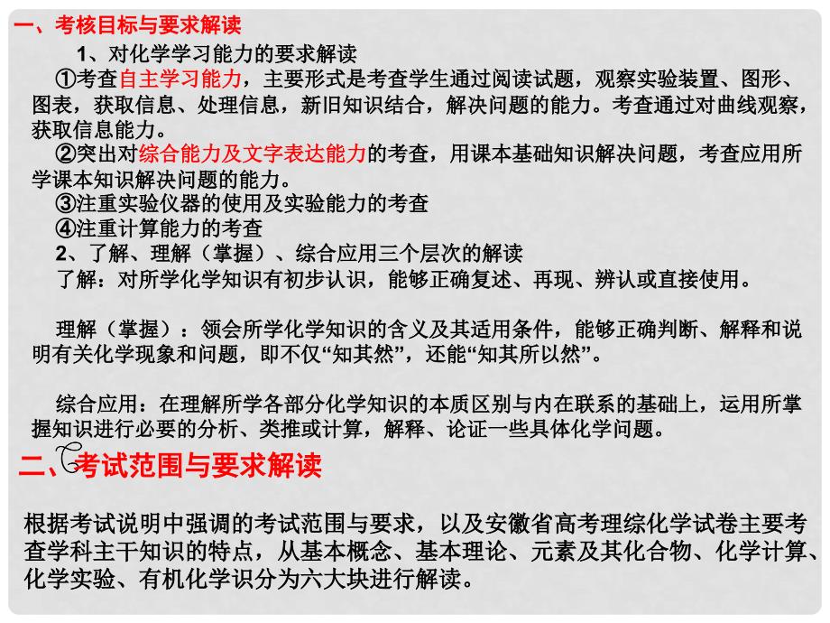 高考化学《考试说明》解读课件_第3页