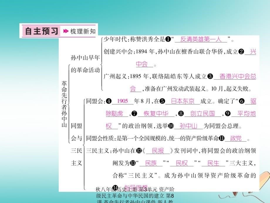 最新八年级历史上册第3单元资产阶级民主革命与中华民国的建立第8课革命先行者孙中山课件_第5页