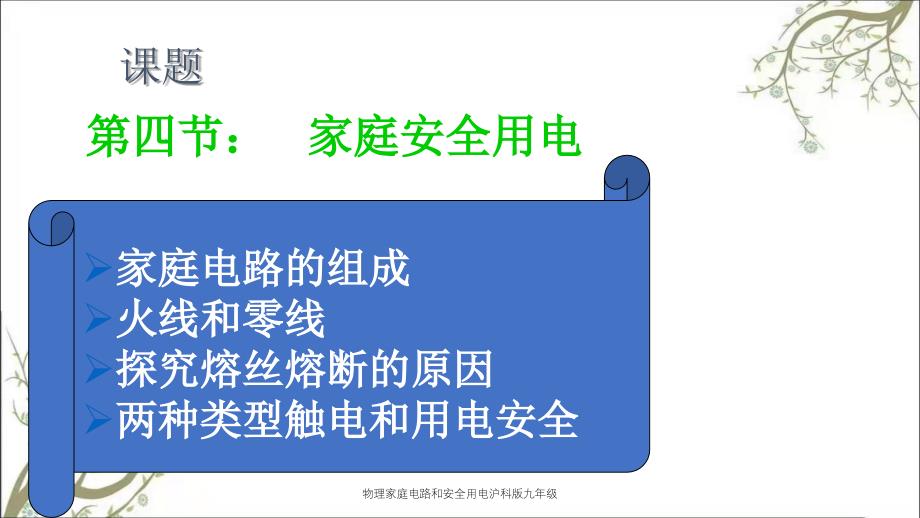 物理家庭电路和安全用电沪科版九年级PPT课件_第1页