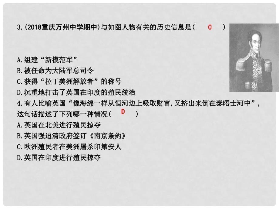 九年级历史上册 第七单元 工业革命、马克思主义的诞生与反殖民斗争 第20课 殖民扩张与反殖民斗争作业课件 川教版_第5页