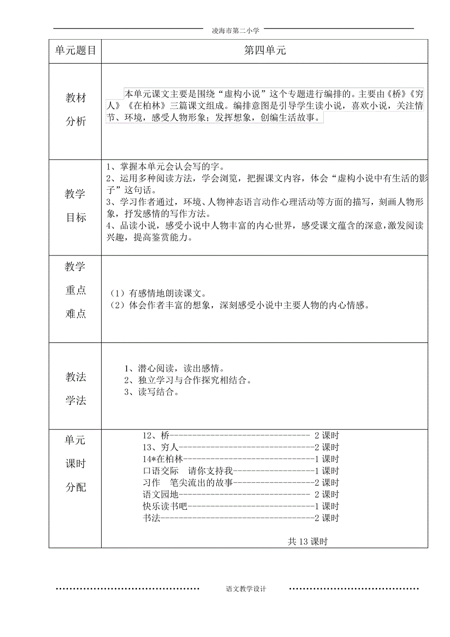 六年级上册语文单元备课_第4页