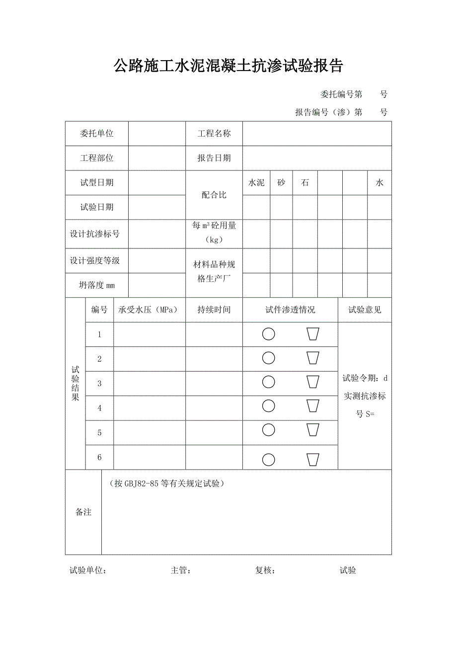 公路施工水泥混凝土抗渗试验报告_第1页