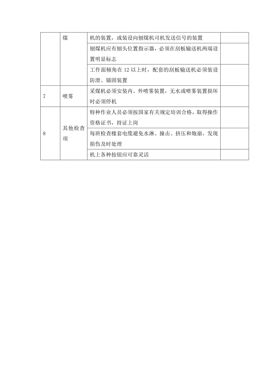 煤矿采煤机安全检查表_第2页