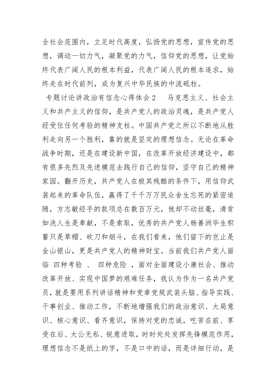 专题讨论讲政治有信念心得体会五篇_第3页