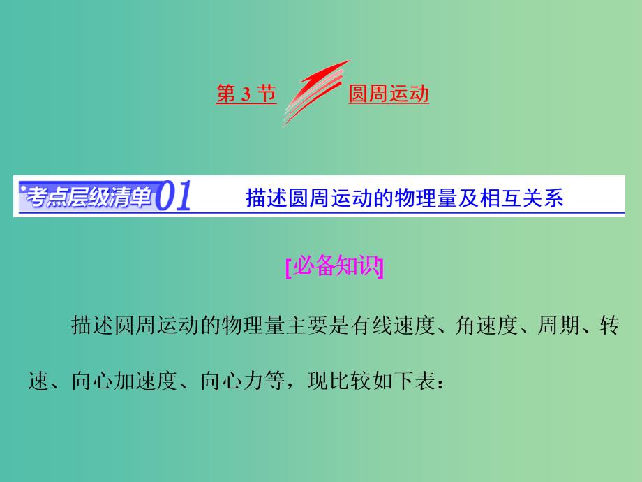 高考物理总复习 第四章 第3节 圆周运动课件.ppt_第1页