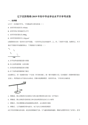 2019年辽宁省沈阳市中考物理试题（原卷版）