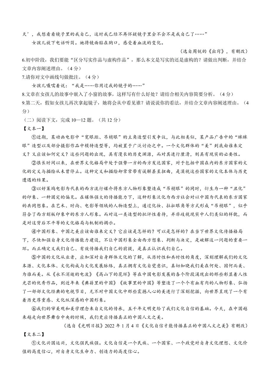 2023年河南省洛阳市伊川县中考一模语文试题（含答案）_第4页