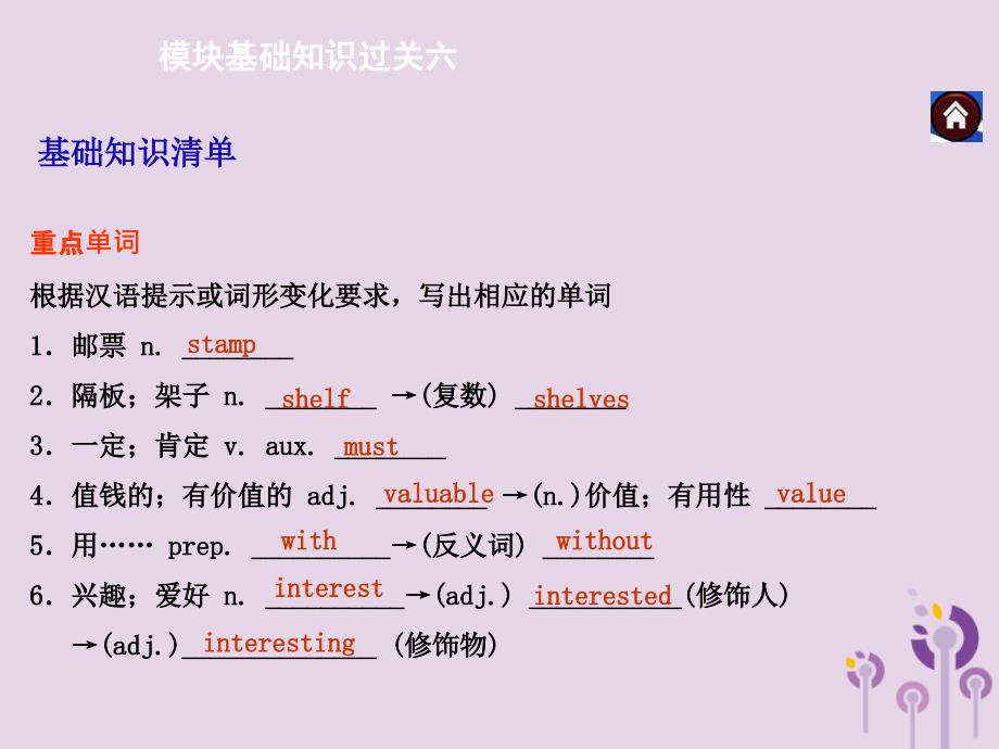 2019年春八年级英语下册 Module 6 Hobbies模块基础知识过关六课件 （新版）外研版_第2页