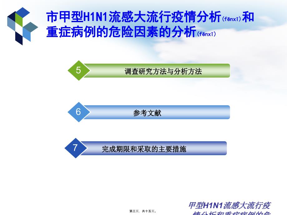 甲型H1N1流感大流行疫情分析和重症病例的危险因素的分析课件_第3页